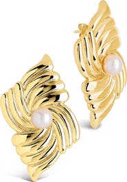 Sterling Forever Fantaisie Genuine Pearl Post Earrings