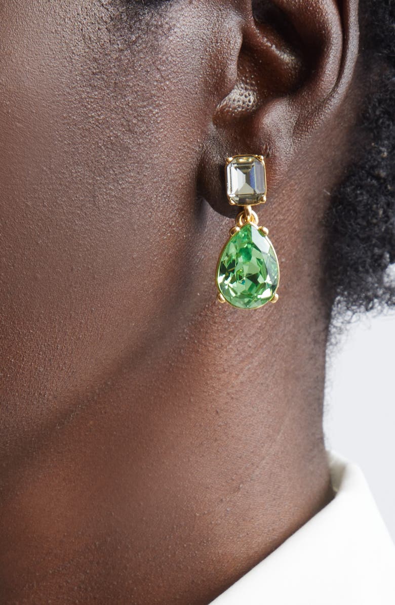 Oscar de la Renta Crystal Drop Earrings, Alternate, color, Peridot