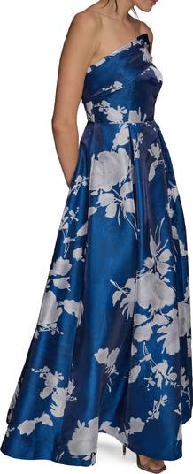 【Donna Karan New York】Floral-Jacquard Strapless Gown Donna Karan New York Women's Strapless Jacquard Ball Gown