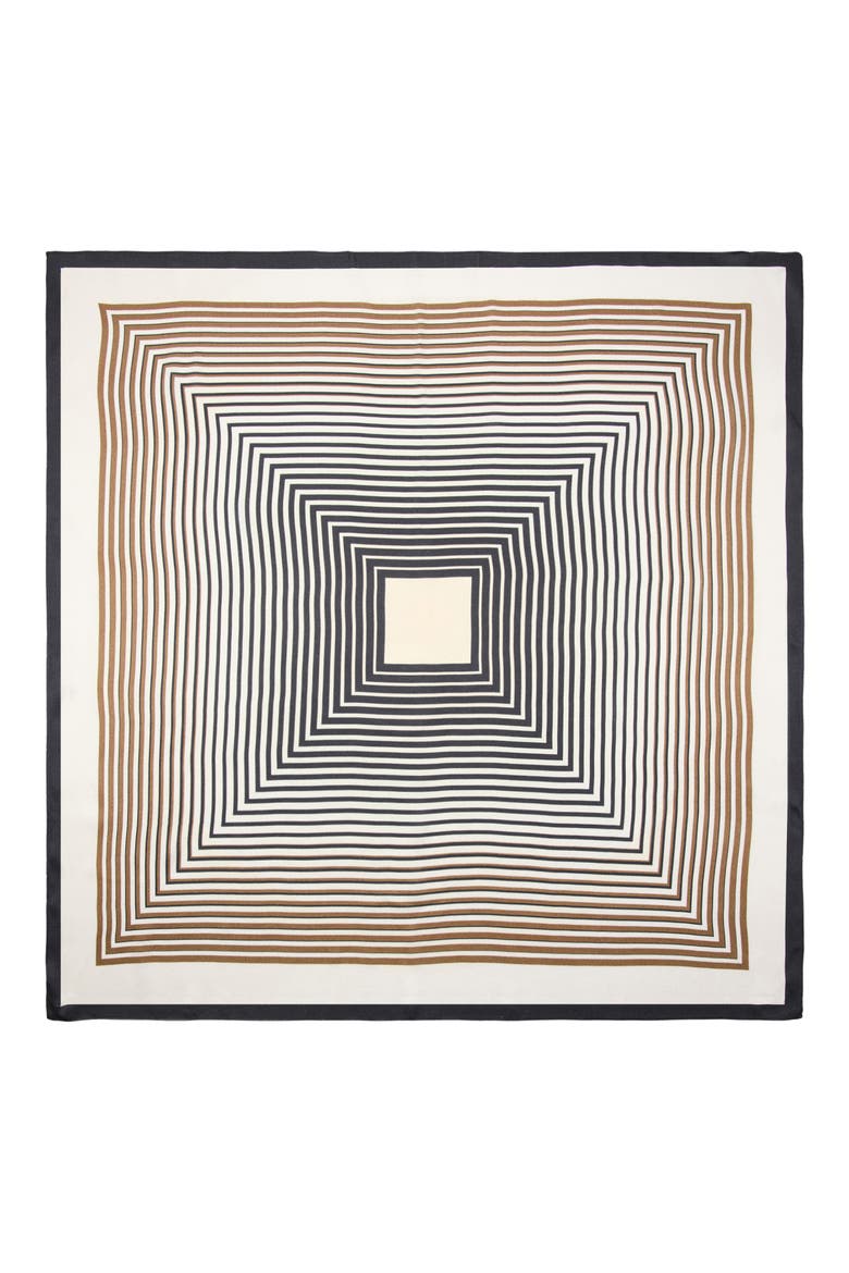 Geometric Stripe Satin Square Scarf, Alternate, color, ECRU