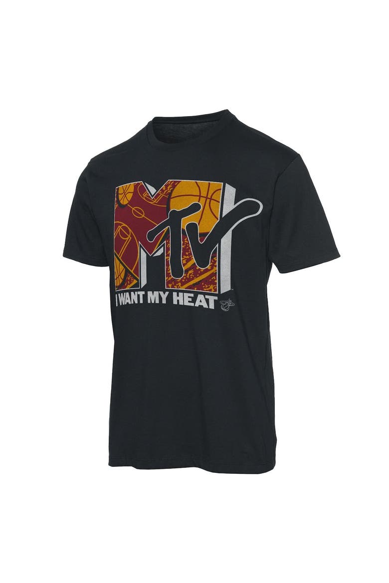 Men's Junk Food Black Miami Heat NBA x MTV I Want My T-Shirt, Alternate, color, Black