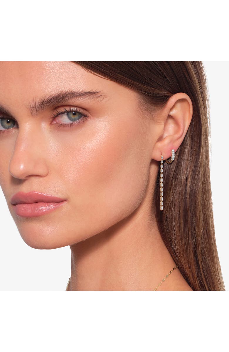 LANA 14K Gold Mini Baguette Diamond Huggie Hoop Earrings, Alternate, color, Yellow