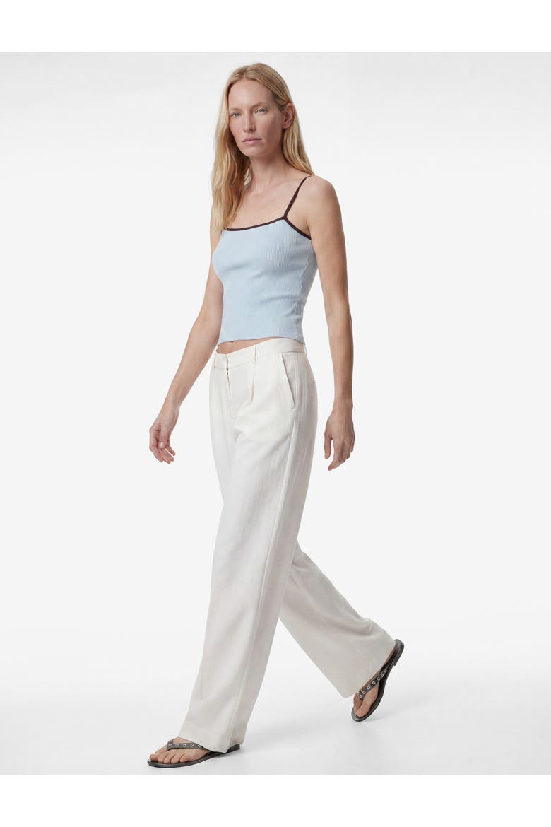 Linen Blend Pleated Tailored Wide Leg Pants, Alternate, color, WHITE