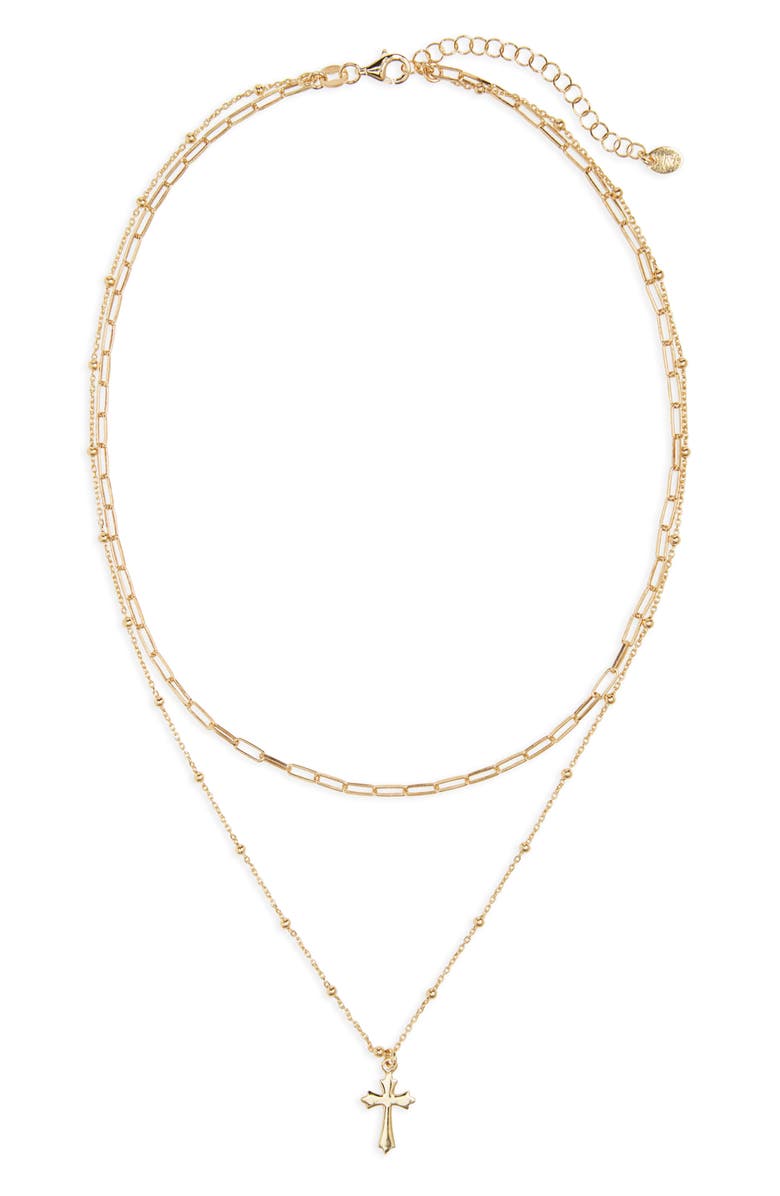 Argento Vivo Sterling Silver Cross Pendant Layer Necklace, Main, color, 