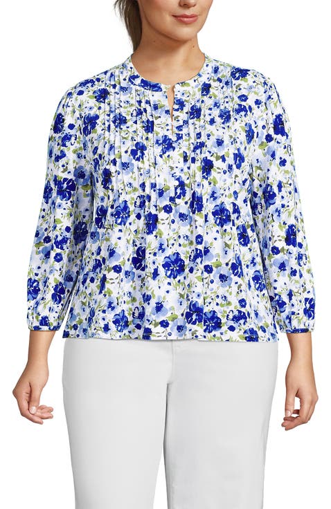Lightweight Jersey Button Pintuck Top
