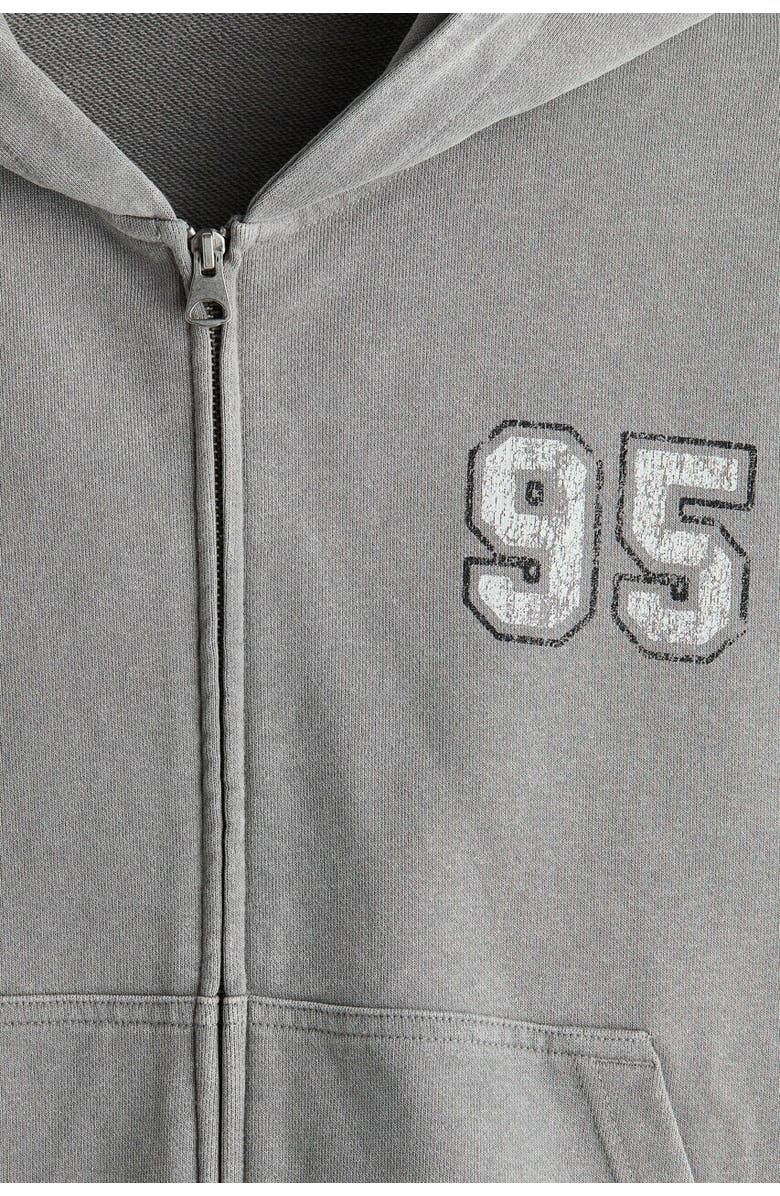 H&M Oversized Fit Boxy Zip-through Hoodie, Alternate, color, Dusty Gray/95