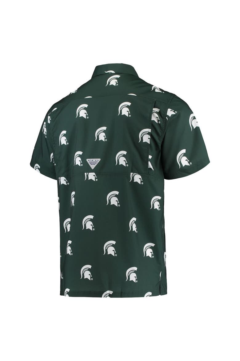 Men's Columbia Green Michigan State Spartans Super Slack Tide Omni-Shade Button-Up Shirt, Alternate, color, Green