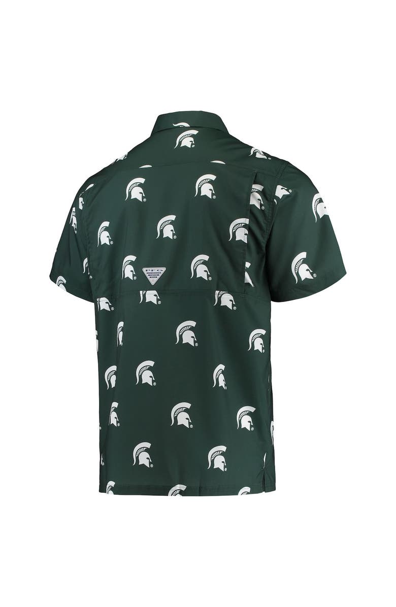 Columbia Men's Columbia Green Michigan State Spartans Super Slack Tide Omni-Shade Button-Up Shirt, Alternate, color,