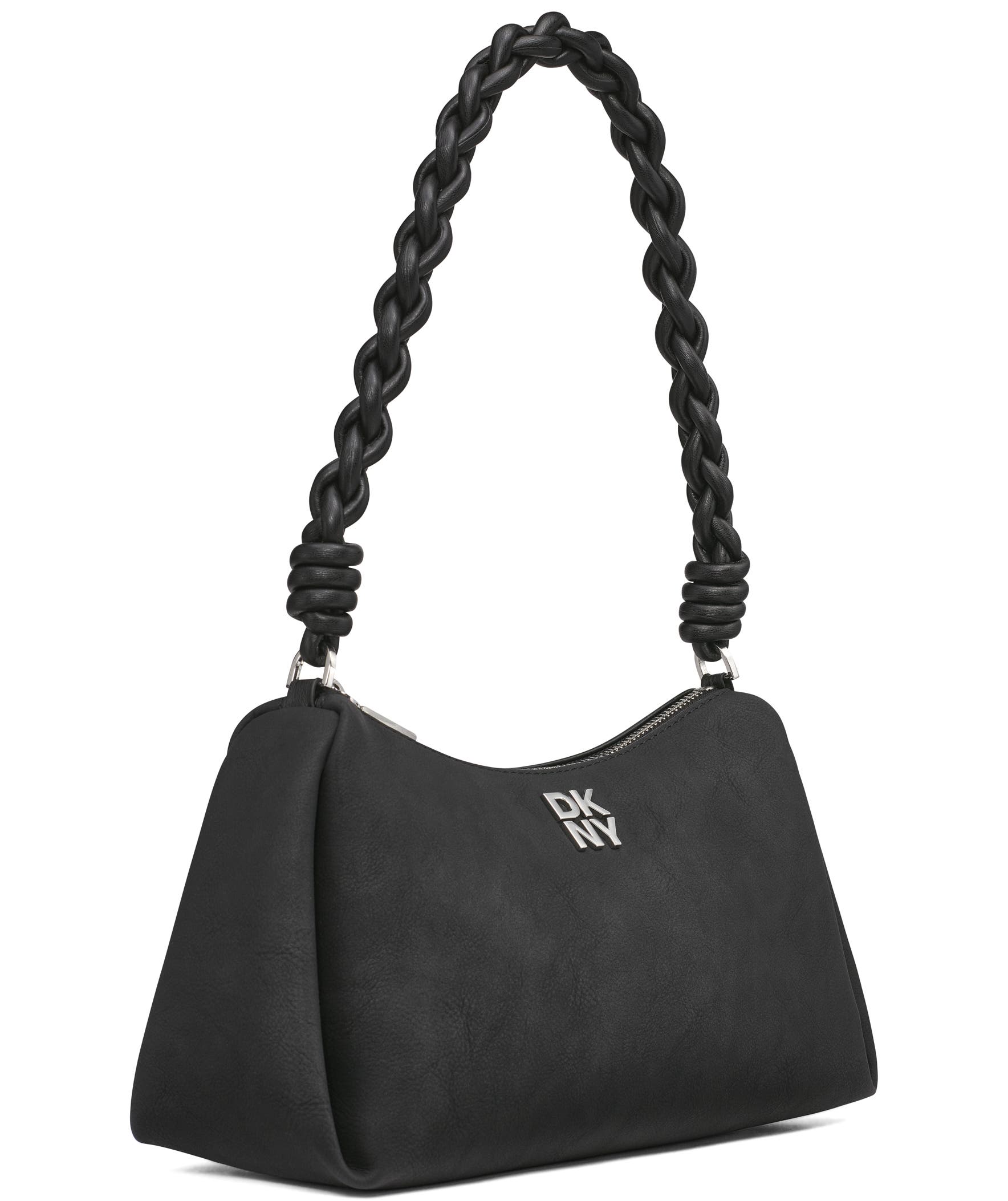 DKNY Remy Top-Zip Shoulder Bag, Alternate, color, Black/Silver