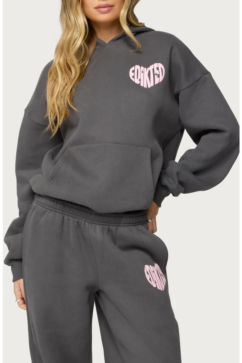 Major Love Fleece Logo Graphic Hoodie, Main, color, DARK-GRAY