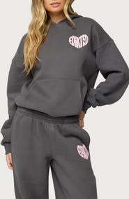 EDIKTED Major Love Fleece Logo Graphic Hoodie