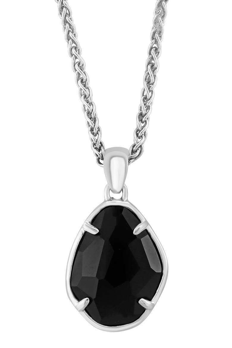 Sterling Silver Onyx Pendant Necklace, Alternate, color, BLACK