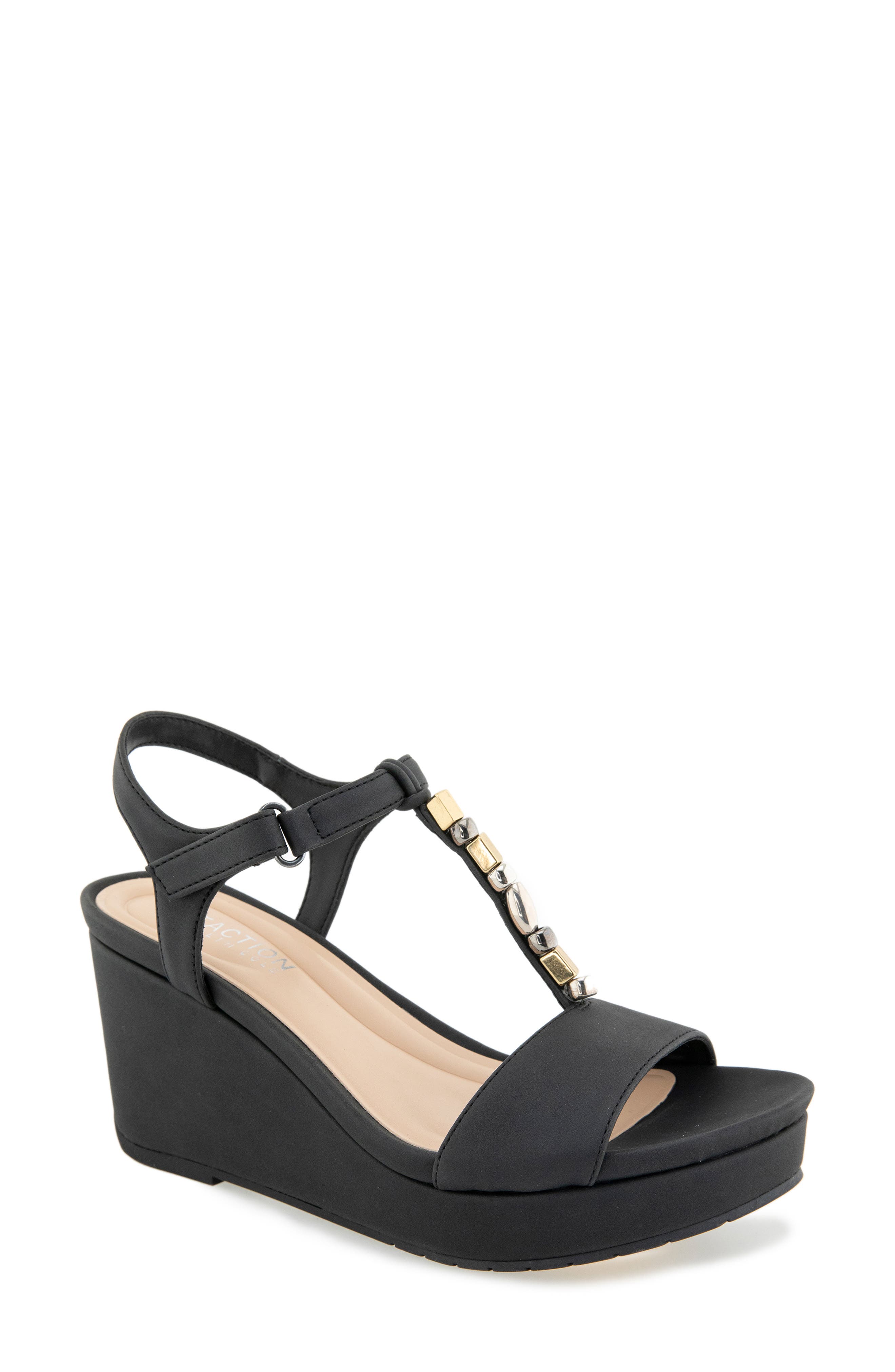 Reaction Kenneth Cole Cabo T-Strap Wedge Platform Sandal