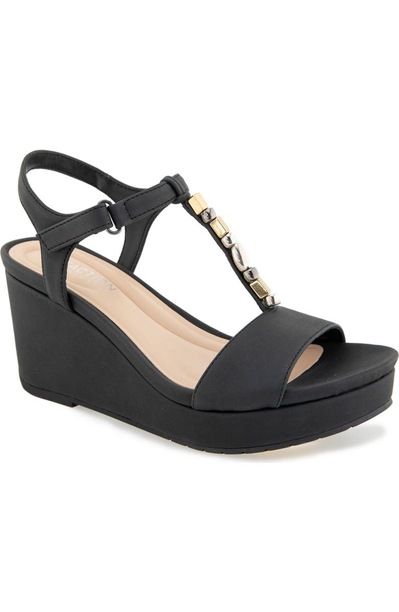 Reaction Kenneth Cole Cabo T-Strap Wedge Platform Sandal, Main, color,