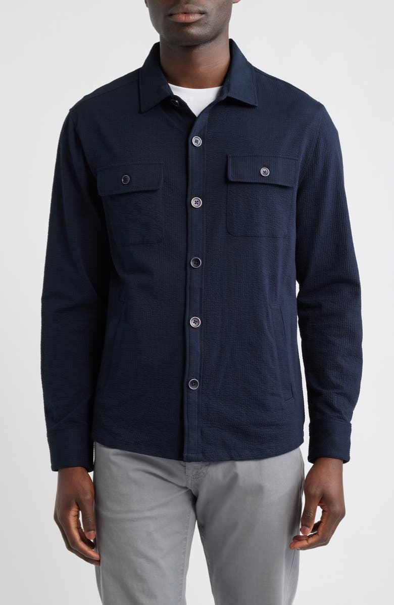 Robert Barakett Abram Rib Knit Overshirt, Alternate, color, Navy