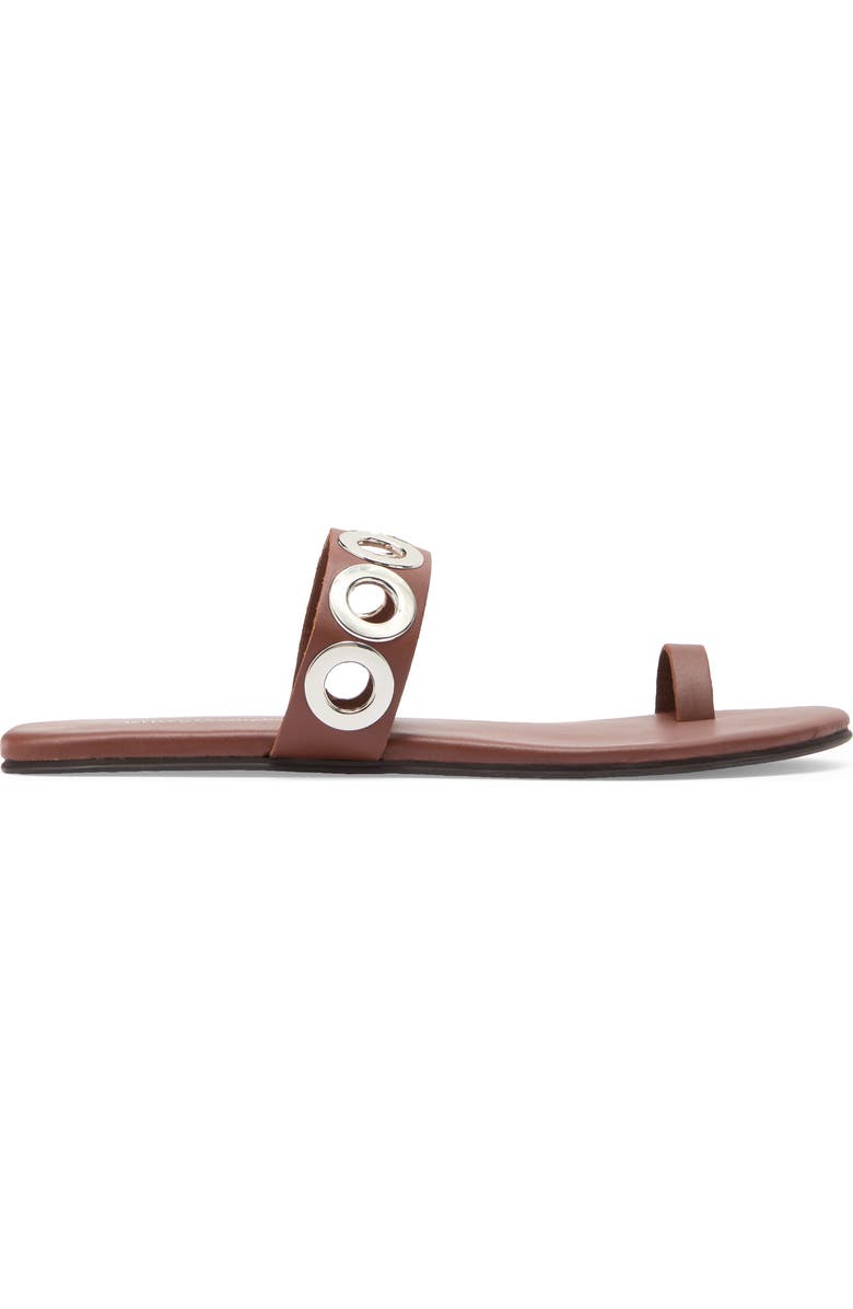 Jeffrey Campbell Riveted Slide Sandal, Alternate, color, Cognac Silver