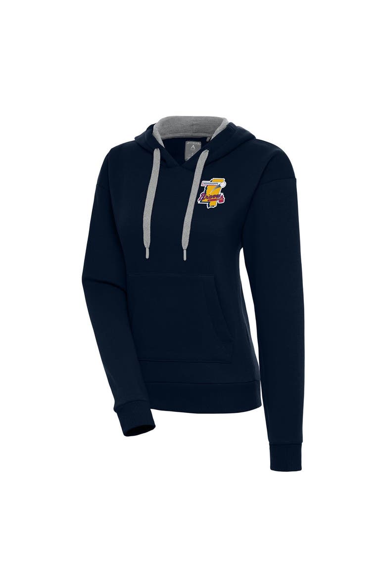 Women's Antigua  Navy Mississippi Braves Victory Pullover Hoodie, Alternate, color, Navy
