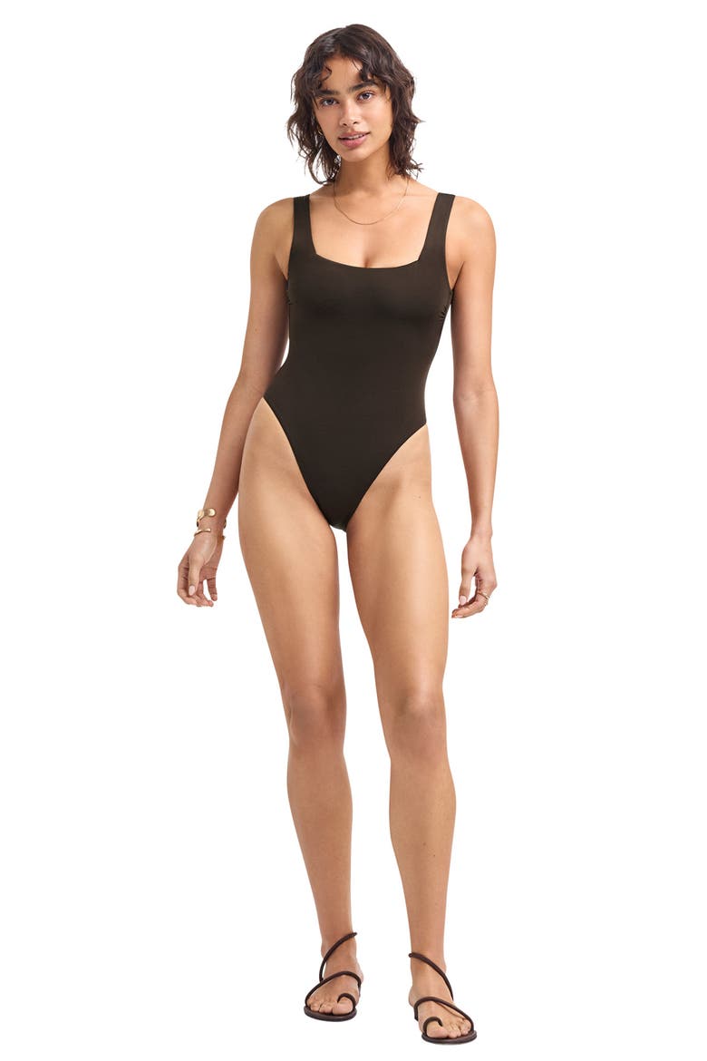 Mika One-Piece Swimsuit, Alternate, color, DEEP EARTH
