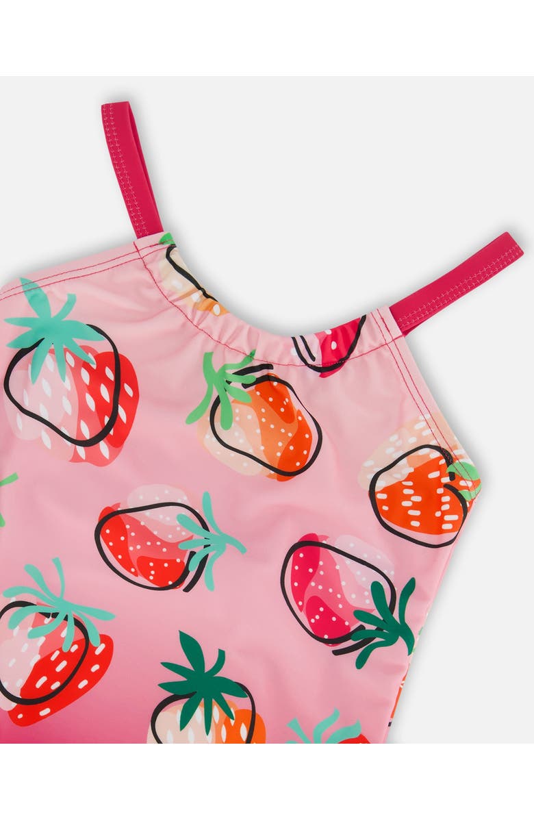 Deux par Deux Little Girl's Printed One-Piece Swimsuit Pink Gradient Strawberry, Alternate, color, Pink Gradient Strawberry