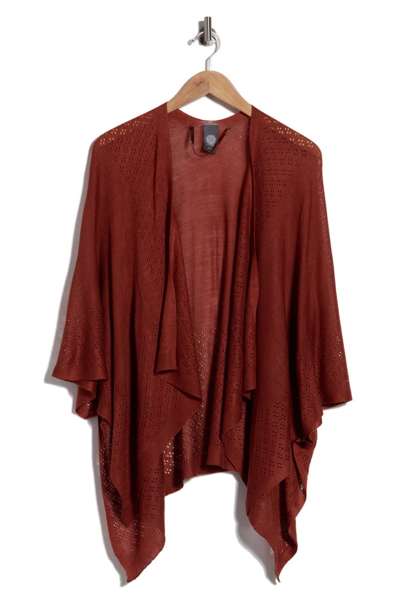 Cropped Pointelle Topper, Alternate, color, BURNT HENNA