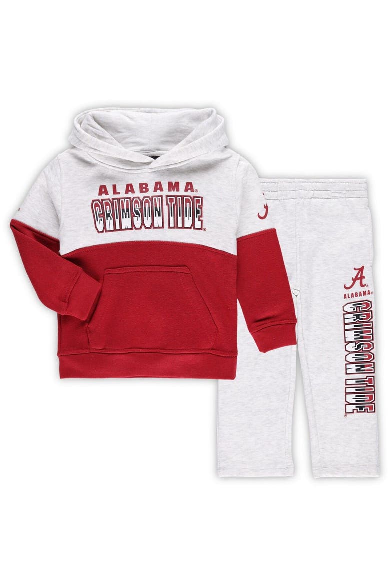 Toddler Heather Gray/Crimson Alabama Crimson Tide Playmaker Pullover Hoodie & Pants Set, Main, color, Heather Gray