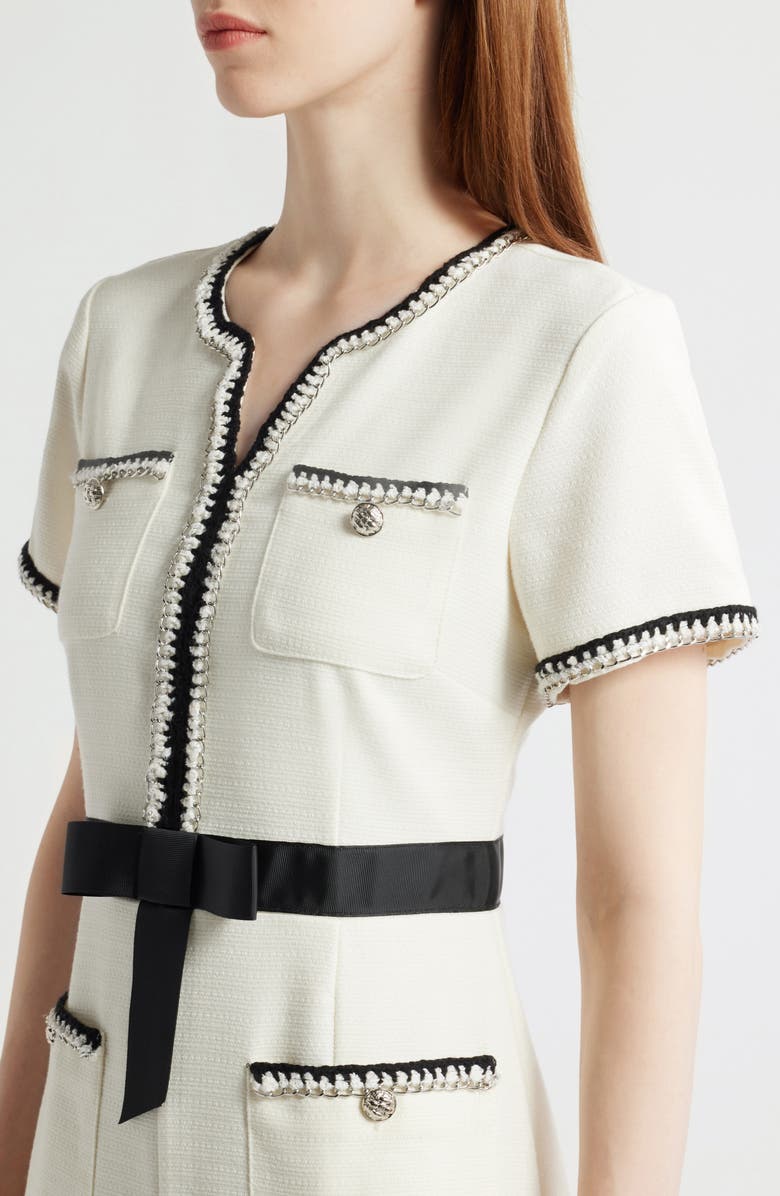 Tahari ASL Contrast Trim Short Sleeve Dress, Alternate, color,