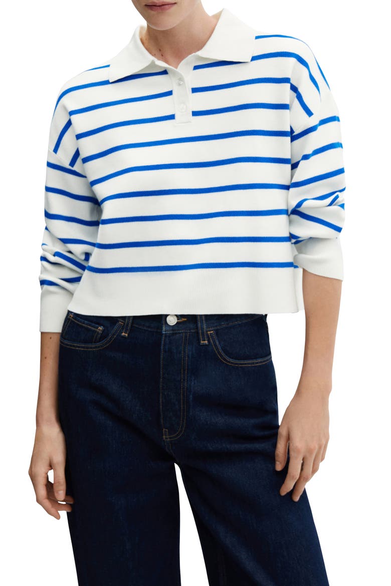 Stripe Polo Sweater, Main, color, VIBRANT BLUE
