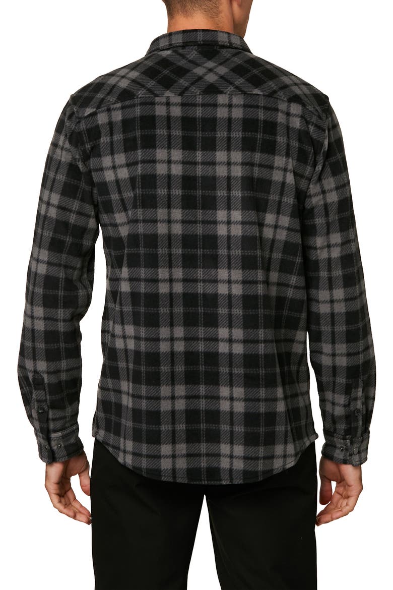 Glacier Plaid Snap-Up Fleece Shirt Jacket, Alternate, color, BLACK