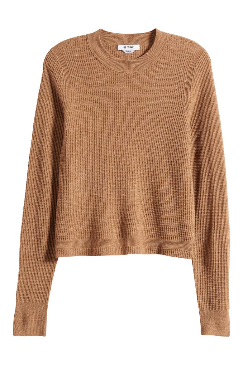 Slim Fit Wool & Cashmere Waffle Knit Sweater, Alternate, color, CHESTNUT
