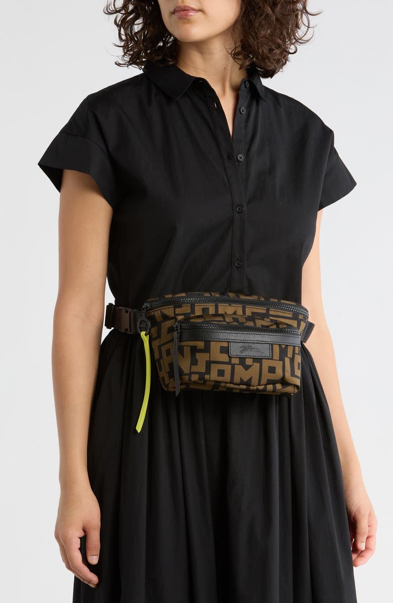 Longchamp Le Pliage Medium Belt Bag, Alternate, color, Black/ Khaki