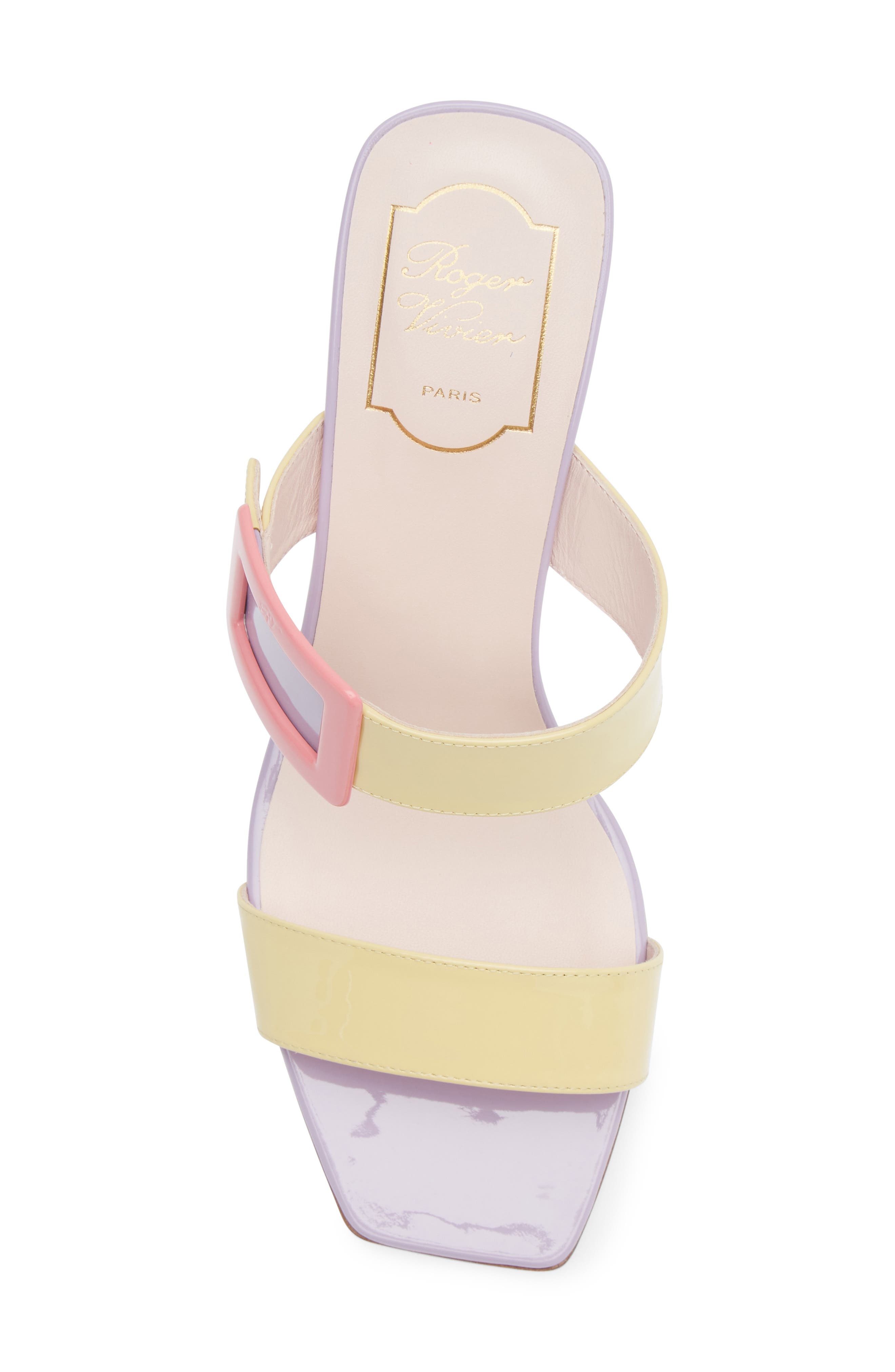 Roger Vivier Belle Vivier Colorblock Wedge Sandal, Alternate, color, Yellow/ Violet/ Pink