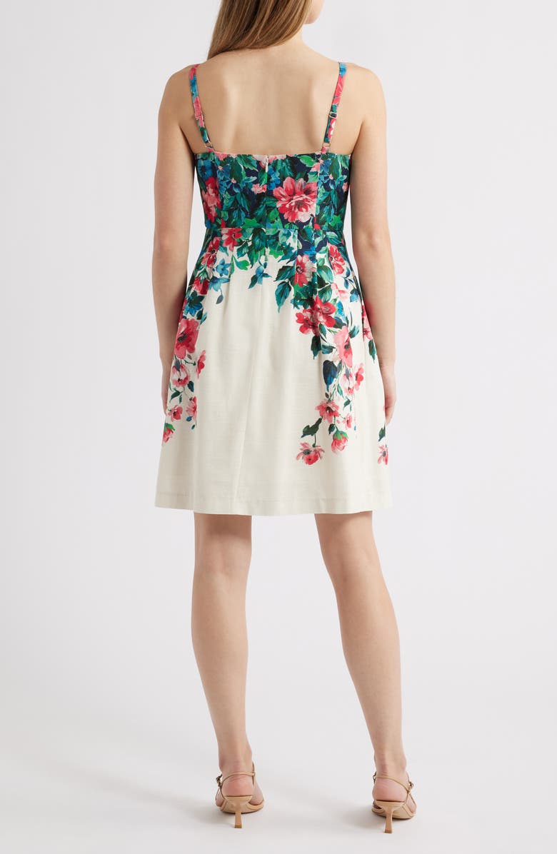 Tahari ASL Placed Floral Dress, Alternate, color, Cream Multi
