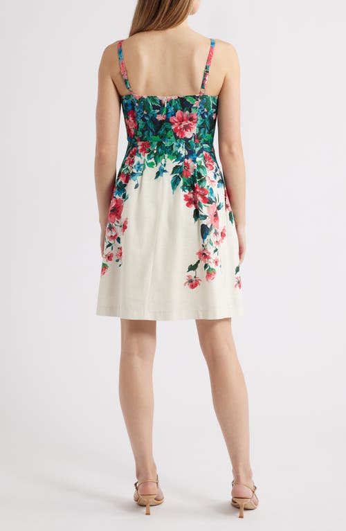 Tahari Asl Placed Floral Dress In Cream Multi