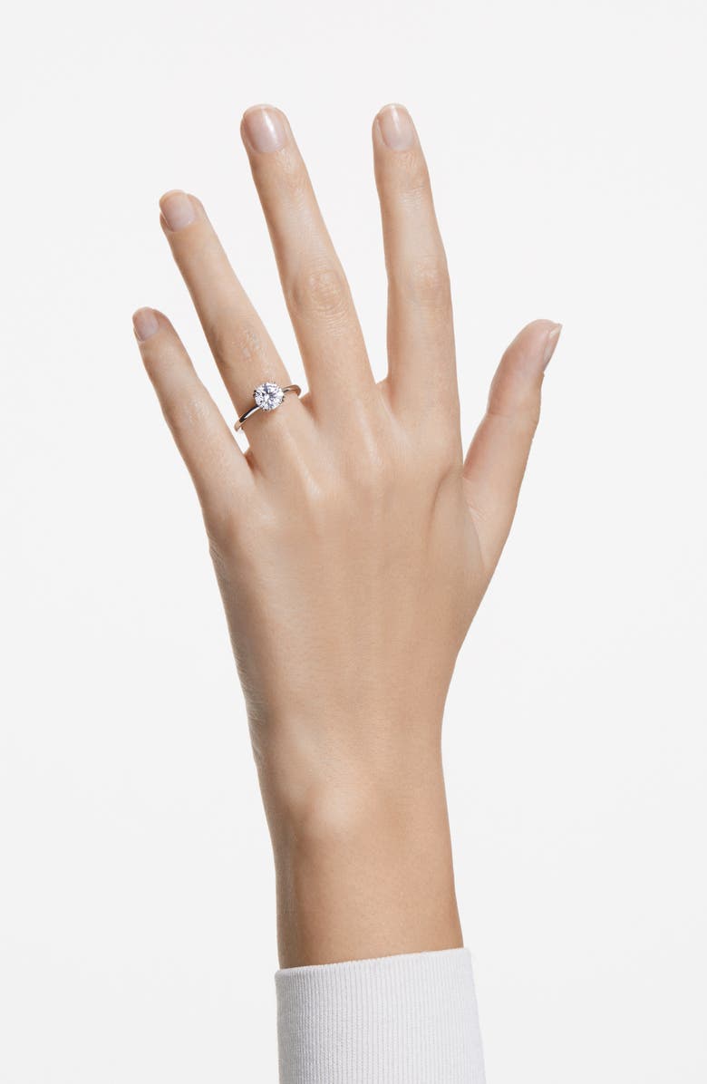 Swarovski Stilla Cocktail Ring, Alternate, color, White/ Silver