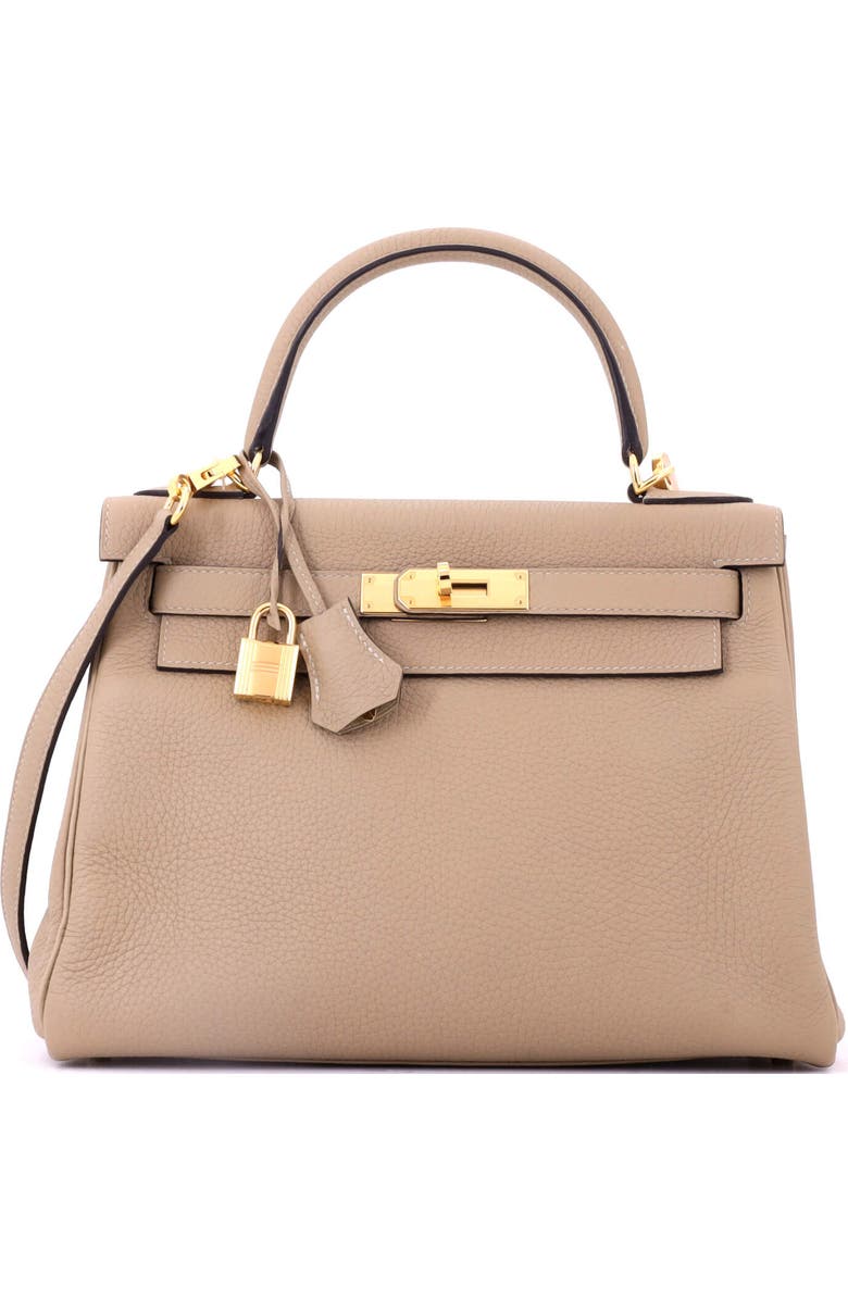 Pre-Owned Hermes Kelly Handbag Light Clemence with Gold Hardware 28, Main, color, Trench