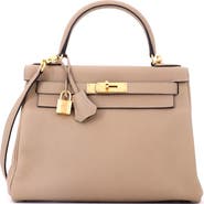 Pre-Owned Hermes Kelly Handbag Light Clemence with Gold Hardware 28