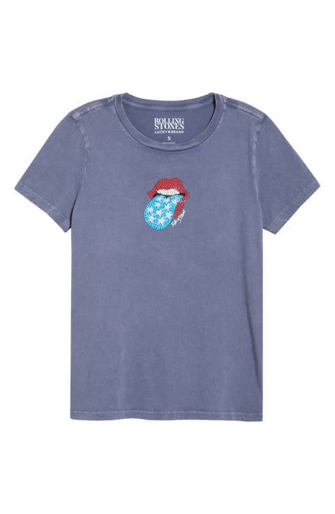 Rolling Stones Graphic Embellished Cotton T-Shirt