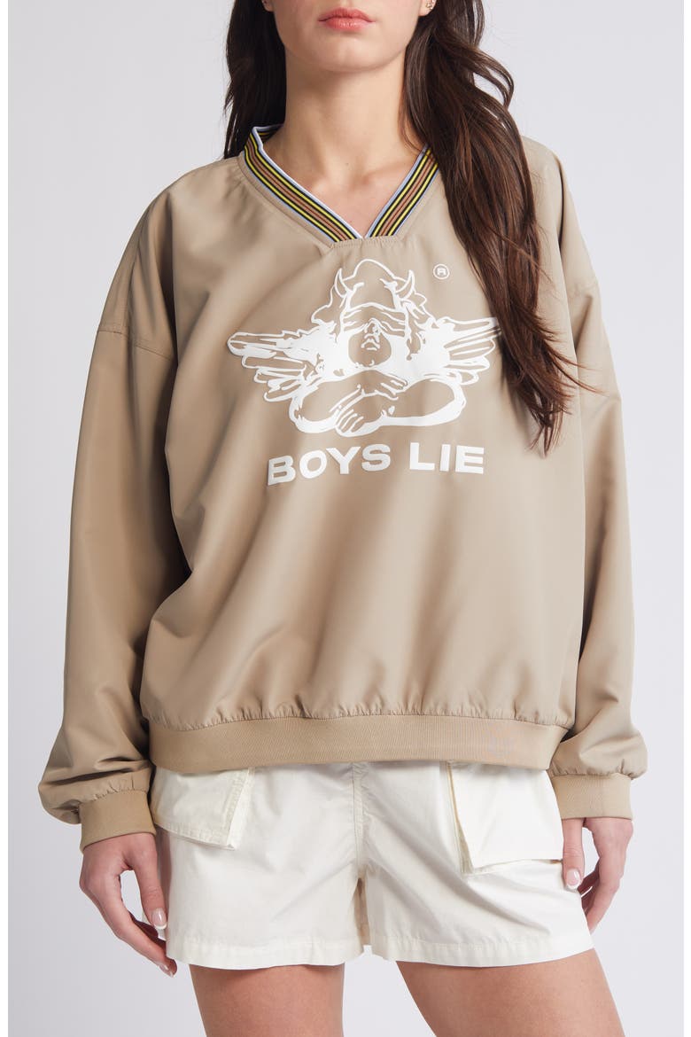 Hits Different Logo Graphic Pullover, Main, color, BROWN