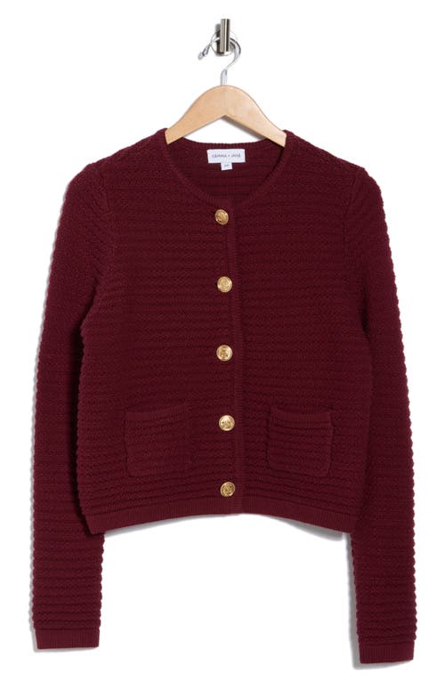 Gemma + Jane Buttoned Cardigan Sweater In Burgundy