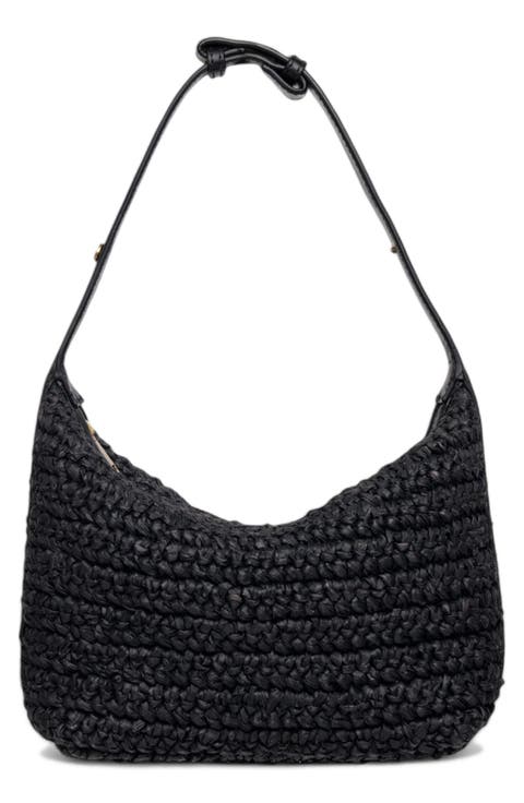Beck Convertible Raffia Shoulder Bag