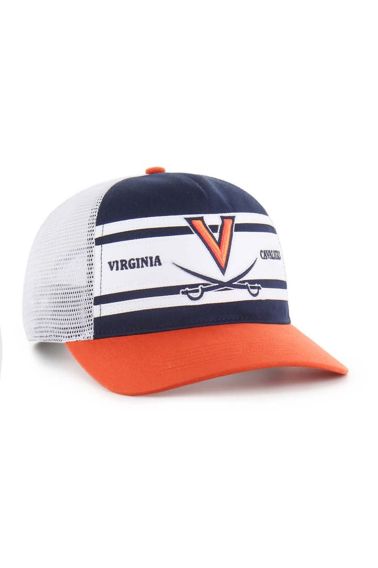 Youth '47 Navy/Orange Virginia Cavaliers Super Stripe Hitch Adjustable Trucker Hat, Alternate, color, Navy