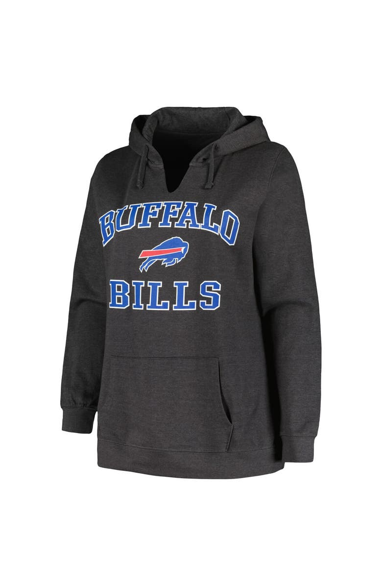 FANATICS Women's Fanatics Branded Charcoal Buffalo Bills Plus Size Heart and Soul V-Neck Pullover Hoodie, Alternate, color, 