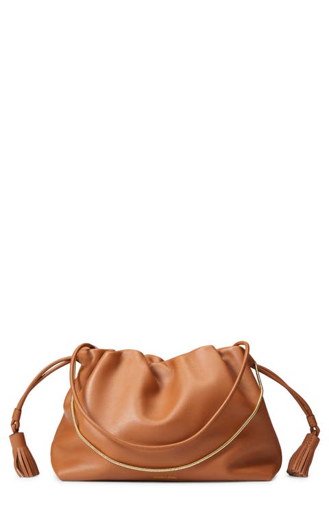 Stash Leather Drawstring Clutch