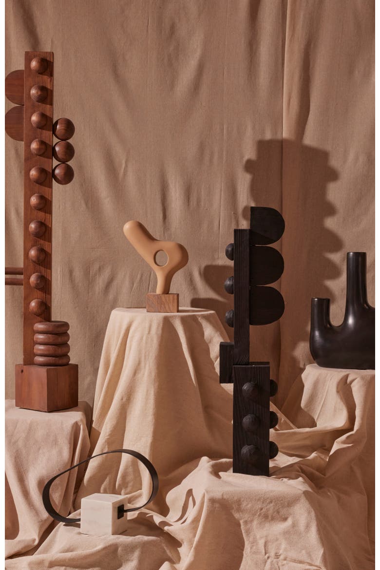 Jamas Wood Sculpture, Alternate, color, Black