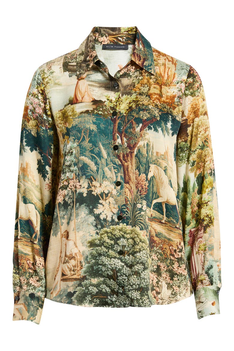 Madeline Printed Silk Blend Shirt, Alternate, color, ROMAN GARDEN