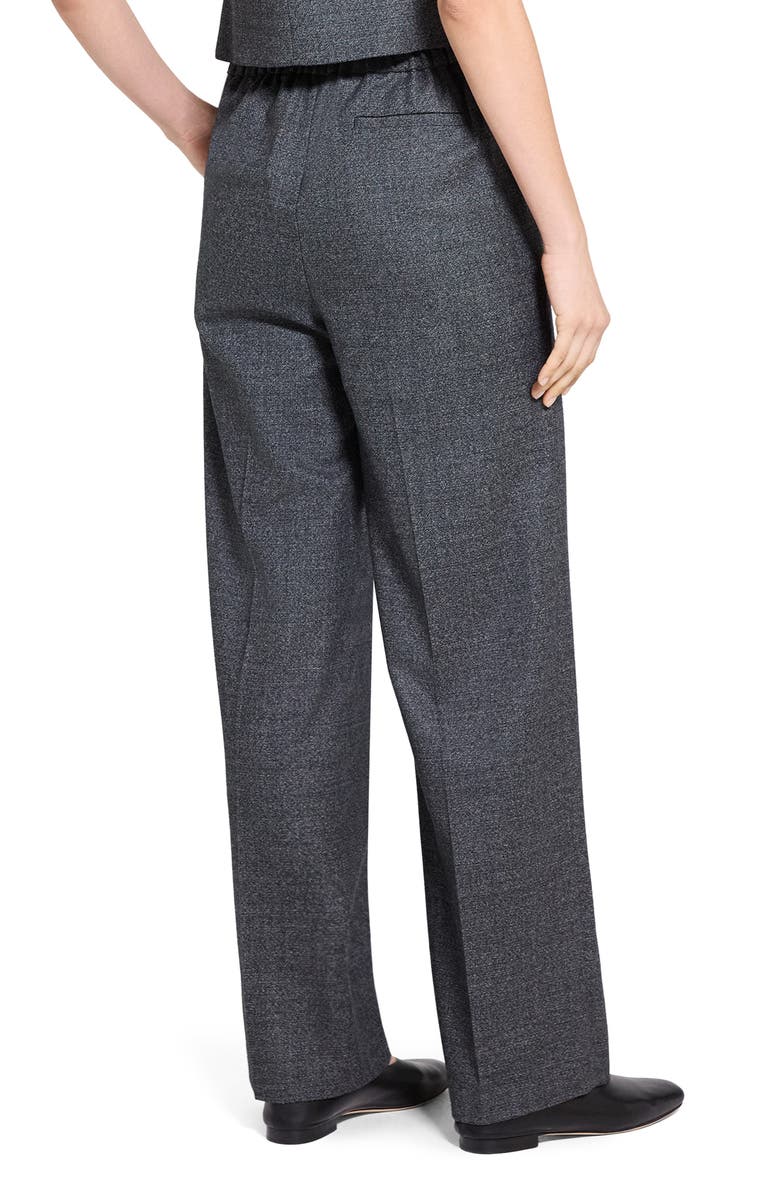 Theory Marled Flannel Wide Pull-On Pants, Alternate, color, Pepper Multi
