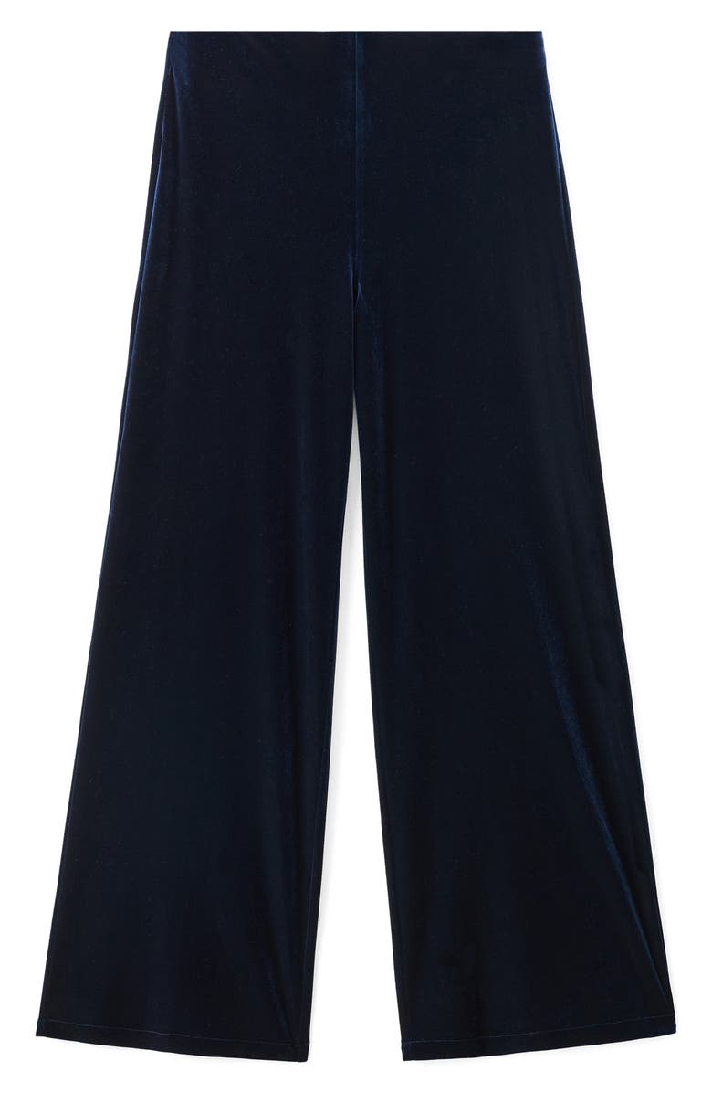 MANGO Wide Leg Velvet Pants, Alternate, color, Navy