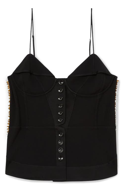 Reiss Atelier Preston Faux Pearl Embellished Button-up Bustier In Black