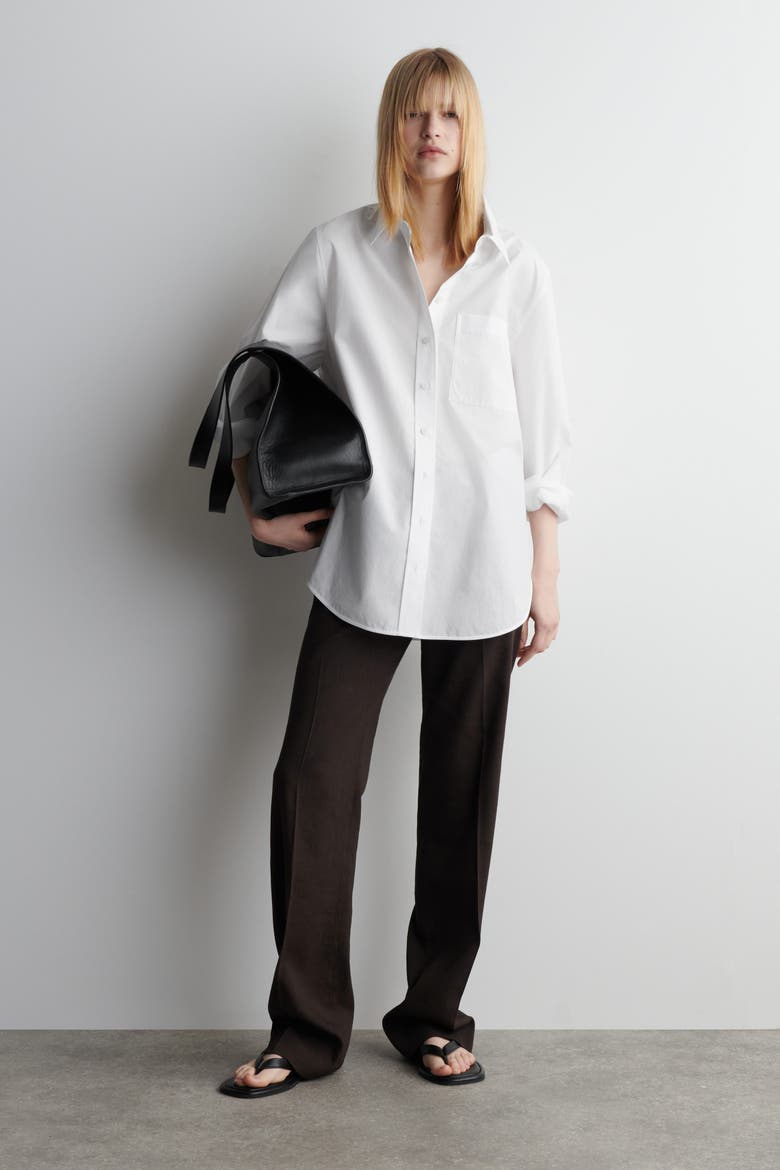 Tailored Linen Straight-Leg Pants, Alternate, color, DARK BROWN