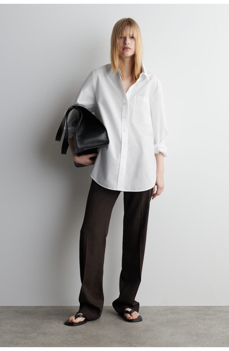 COS Tailored Linen Straight-Leg Pants, Alternate, color, Dark Brown